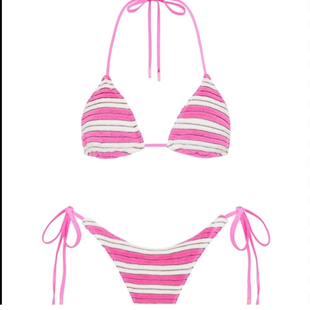 Triangl Swimwear Pink and White Striped Bikini